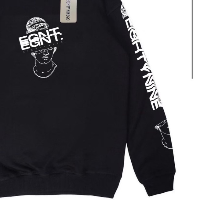 Sweatshirt Crewneck EGTN Face Black Keren Simple Terbaru