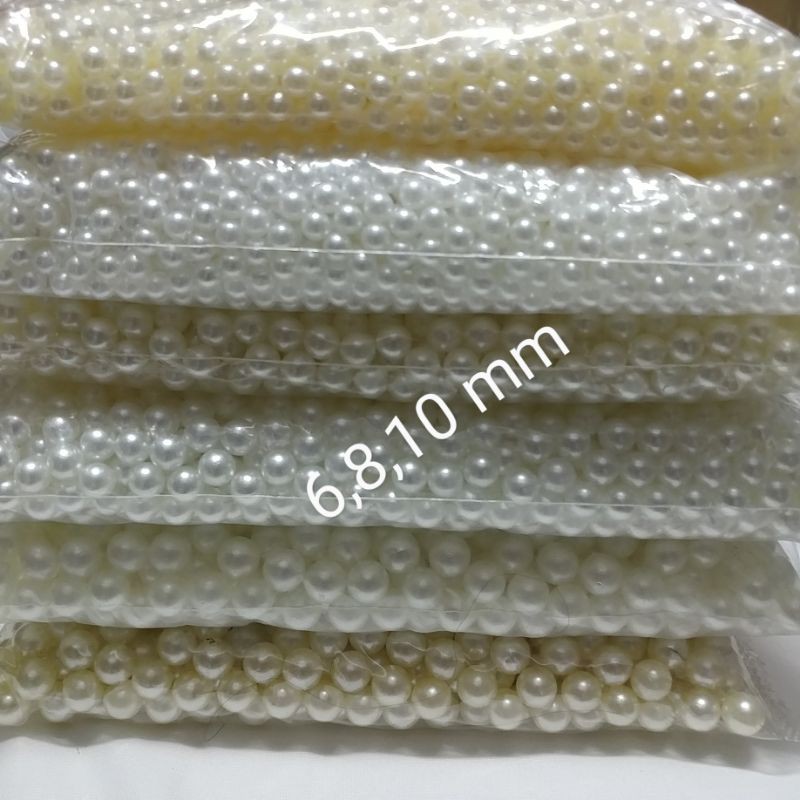 Mutiara Bulat TANPA LOBANG 4,6,8,10 mm Per 100 Gram