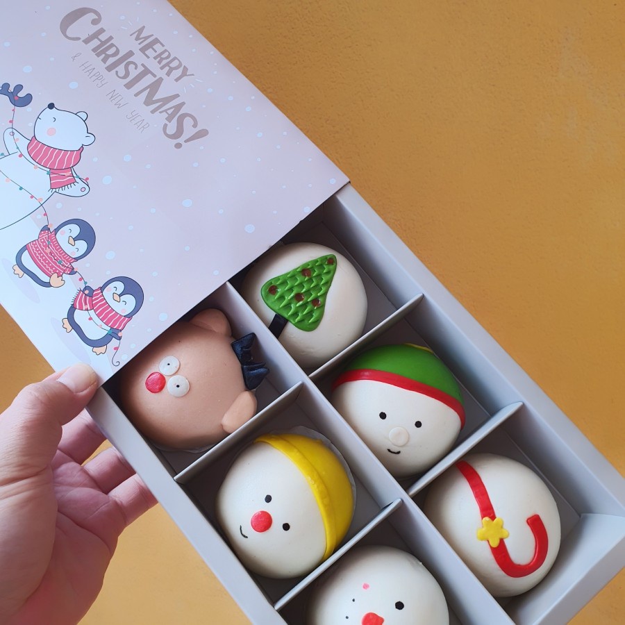 

5 Pcs Box Eggtart Natal Kotak Kemasan Dus Kue Coklat Merry Christmas Packaging Hampers Sekat 6 Polar Bear