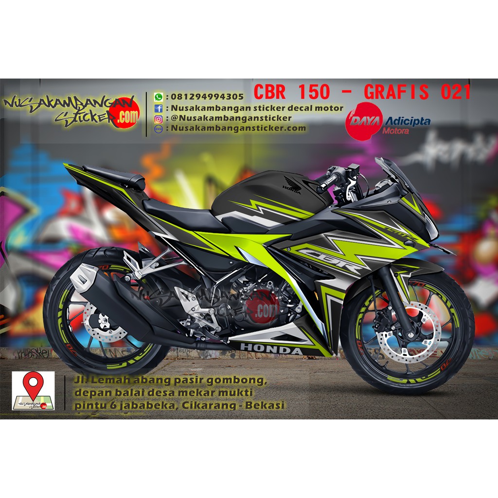 Decal Sticker Honda Cbr 150 Nz R Full Body Hitam Kuningg