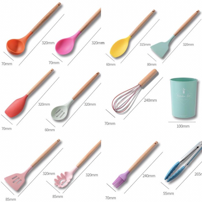 Silicone Utensil Set 13pcs 967 Peralatan spatula silikon sutil KITCHEN SET