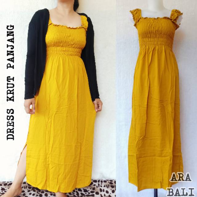 DRESS KRUT PANJANG POLOS BALI/Dress Smoke Panjang Bali