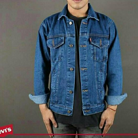 Terlaris.. JAKET JEANS LEVIS PRIA  BIOWASH/BIRU TUA