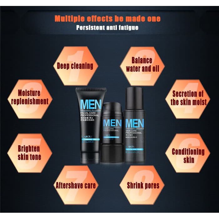 Laikou 3in1 Facial Cleanser Moisturizing Toner Men Wajah Pria