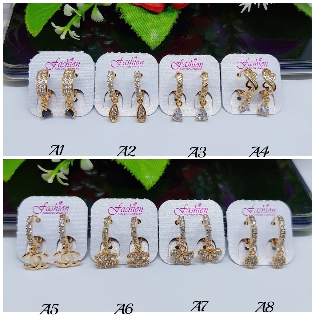Anting xuping permata lapis emas A1-A8