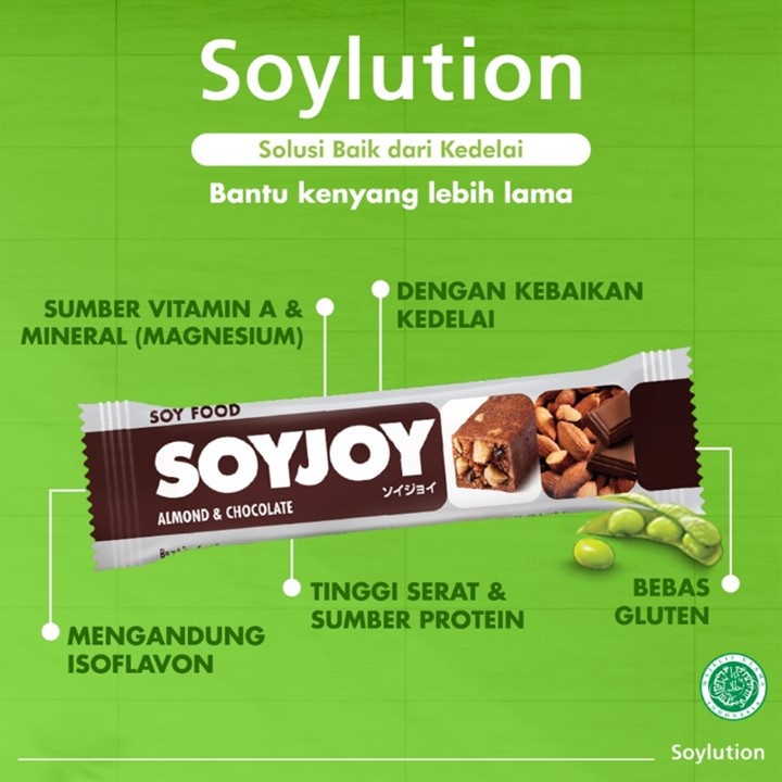 SOYJOY Snack Bar - Almond Chocolate / Raisin Almond / Strawberry / Danish Cheese - Cemilan Instan Sehat - Gluten Free - Soy Food Soylution