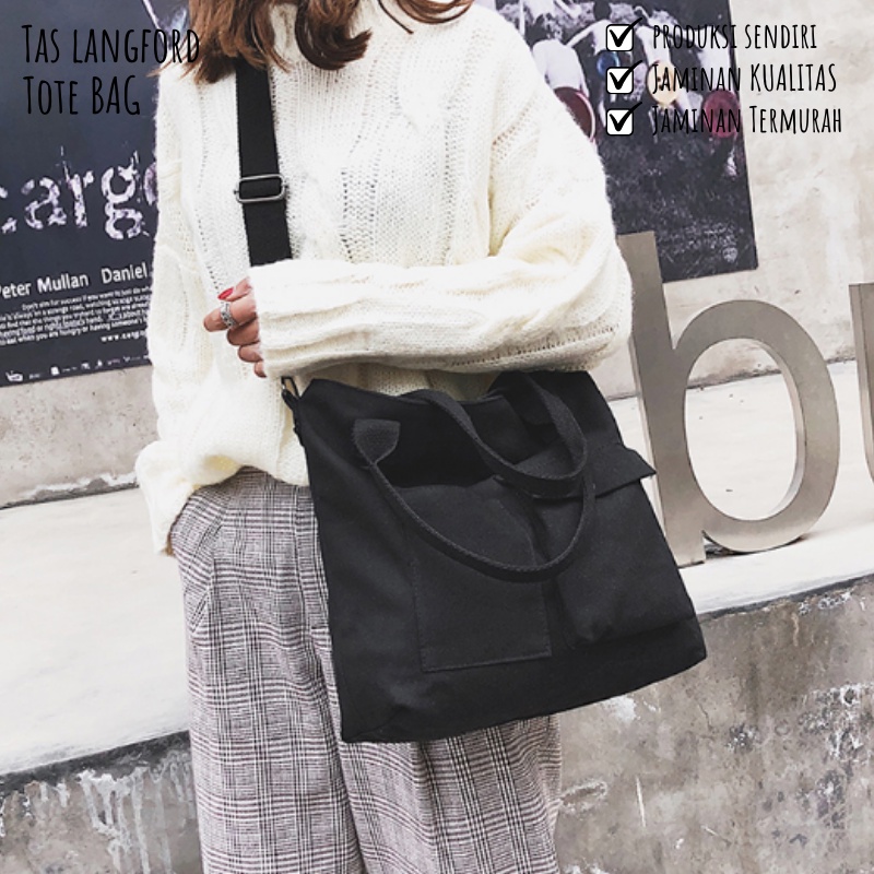 Tas Tote Bag - Shoulder Messenger Selempang Wanita Terbaru Murah Bagus Kekinian Model Korea Fashion Favorit Import Lokal Original Sekolah Kerja Traveling Kuliah Remaja Dewasa Simple Elegan Casual