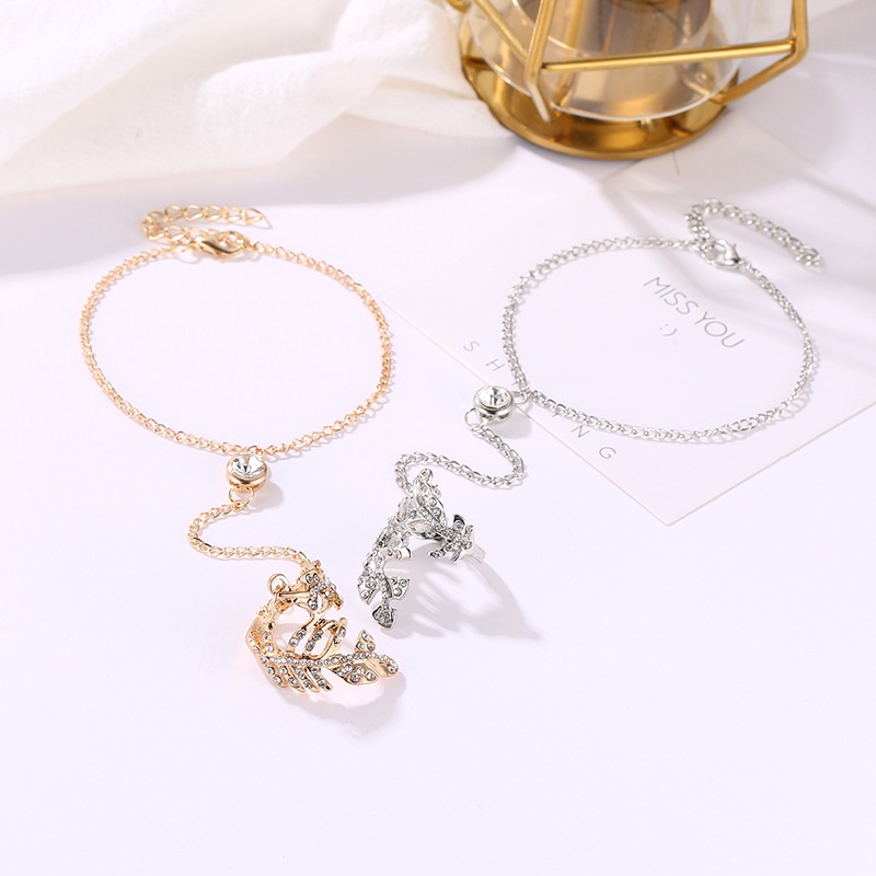 Cincin Berlian Siam Daun Berongga Gelang - Gelang Cincin Daun Berongga Korean Style Import
