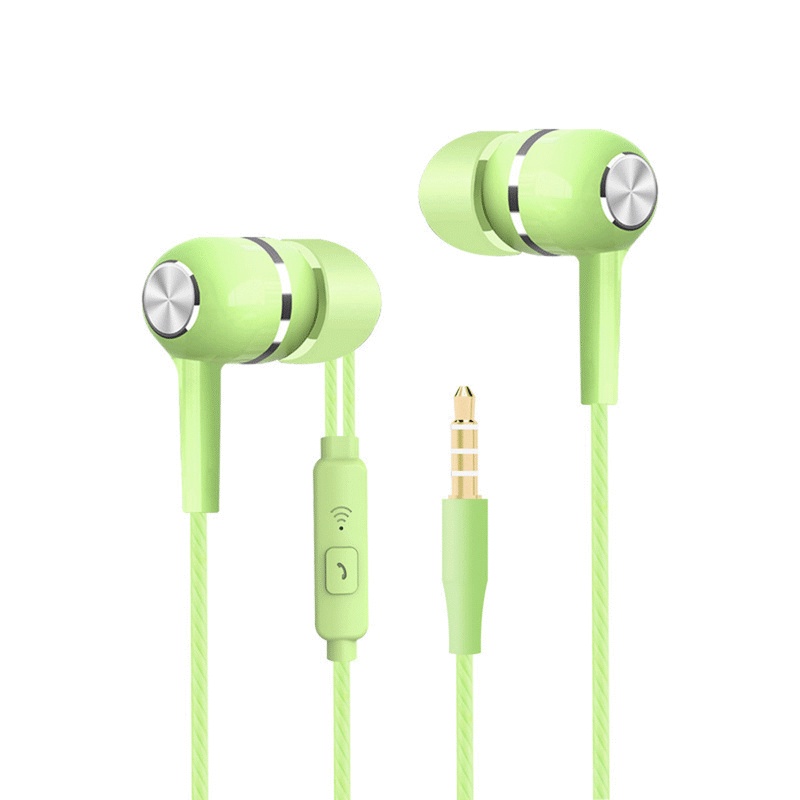 XNYOCN Headphone Kabel Headphone Semi-In-Ear Diameter 14mm HD Audio Macaron Kontrol Warna Headphone Kontrol Kawat dengan Mikrofon In-Ear Subwoofer Headphone Telepon Universal