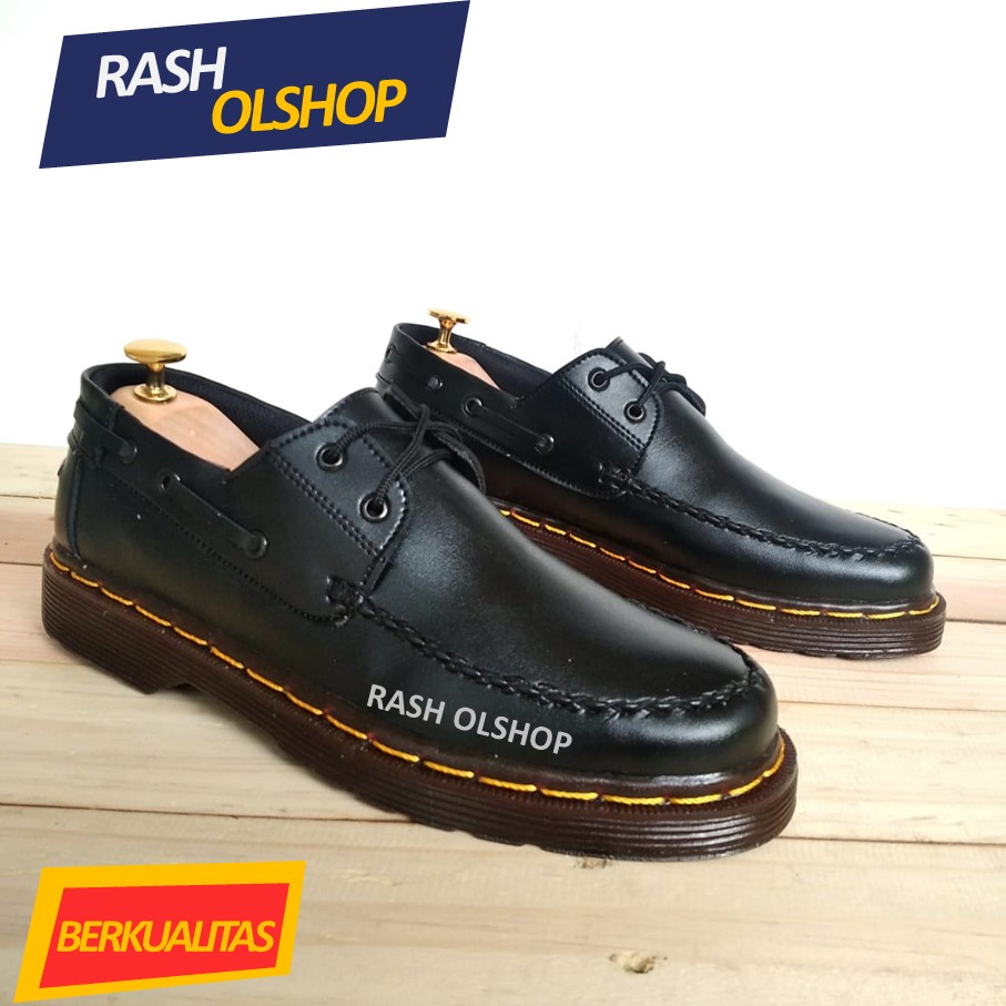 Sepatu Low Boot 2 Hole Hitam Sepatu Loafer Dokmart Bertali Model Rajut Indian