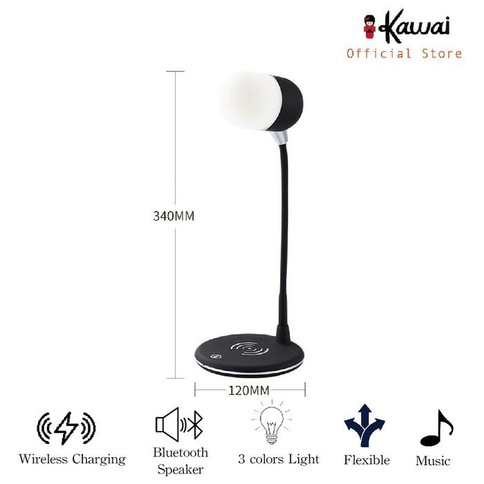 iKawai 3in1 Smart Wireless Charger 10w  Bluetooth Speaker Table Lamp LED