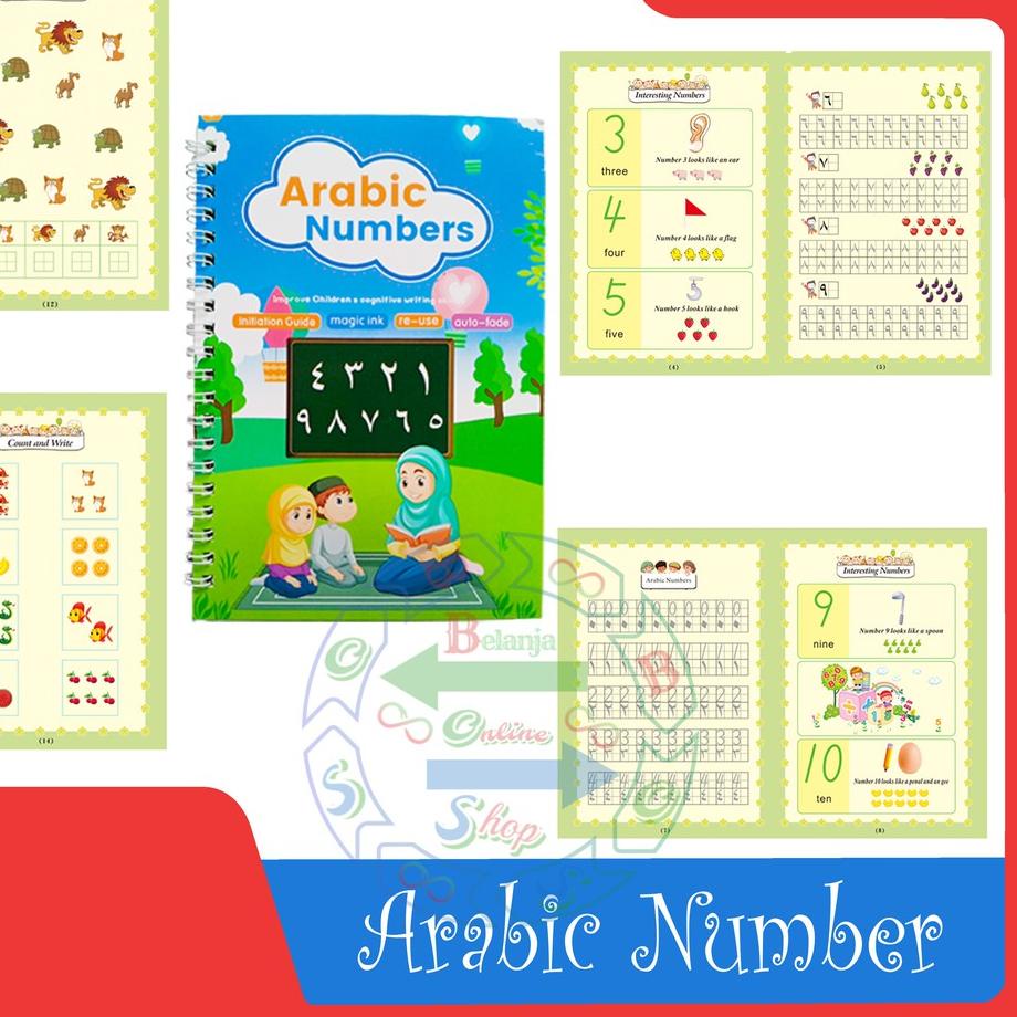 Hot Sale Buku Magic 3D Hijaiyah Dan Arabic Number / Sank Magic Book / Tulisan Hilang Sendiri 원