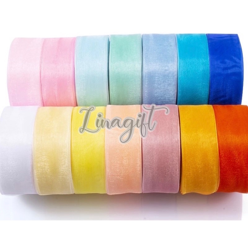 ( Rol 20 Yard ) ORGANZA RIBBON - PITA ORGANDY / PITA ORGANDI POLOS 0.5 IN - 1 IN - 1.5 IN HIASAN HAMPERS ORGANDI DEKORASI KADO PARSEL SOUVENIR SNACK PARCEL LEBARAN BINGKISAN IDUL FITRI SELAMAT IDUL ADHA PERAYAAN EID MUBARAK DEKOR LEBARAN GREEN HIJAU