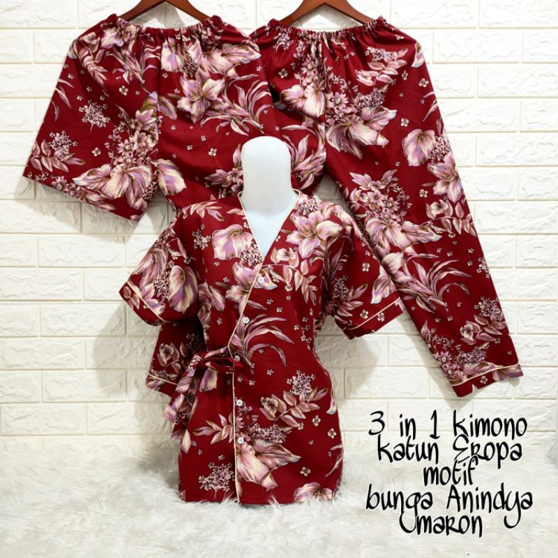Piyama Kimono 3 in 1 dewasa motif Bunga sakura-Anindya Maron KMN