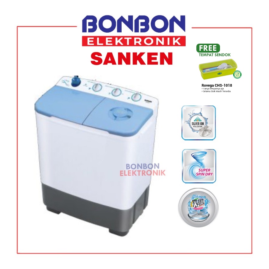 Sanken Mesin Cuci 2 Tabung 7KG TW 8663 FBU / TW8663FBU X-TOR TECH