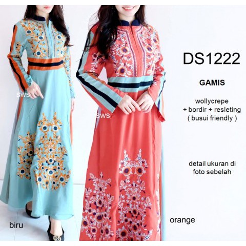 DS1222 - GAMIS SYAR'I BORDIR LEBARAN HARI RAYA DRESS MUSLIM WANITA BUSUI FRIENDLY MURAH