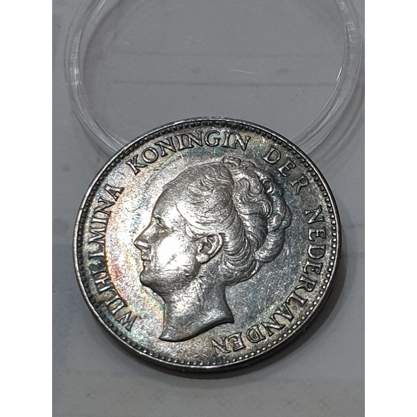 pelangi rainbow koin kuno perak 1 gulden silver 1G 1gulden masa hindia belanda tahun 1928 tahun tua 