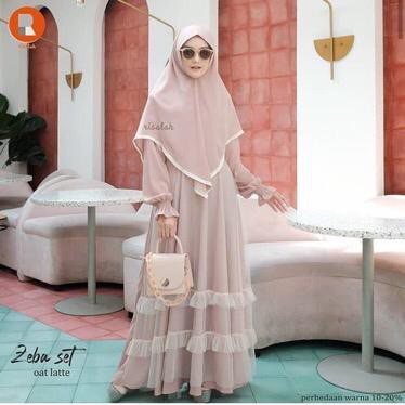 Zeba Set Syari (Dress + Syari) DRESS MUSLIM, baju wanita, baju gamis, dress, gamis, Baju gamis