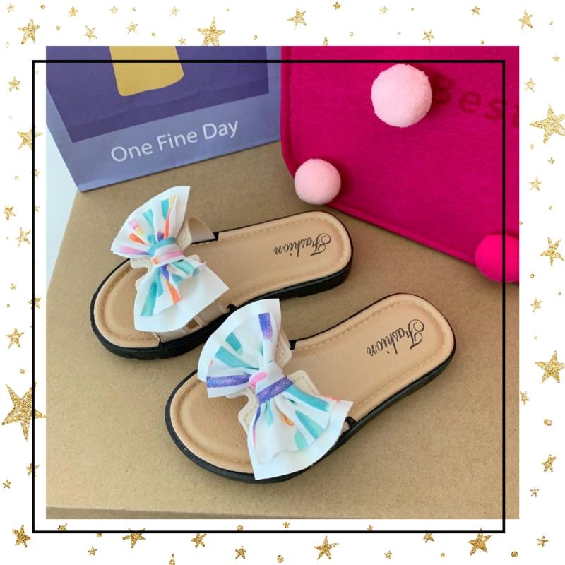 Sandal Slop Anak Wanita Pita Rainbow Import High Quality RF