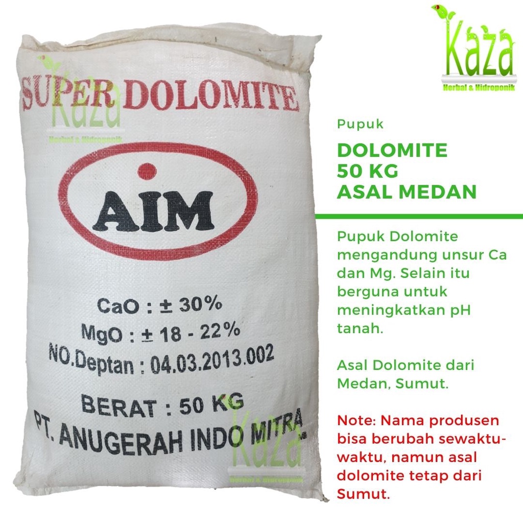 Pupuk Kapur Tanah Dolomit Super ex Medan 50 kg pH Up Kaptan Dolomite