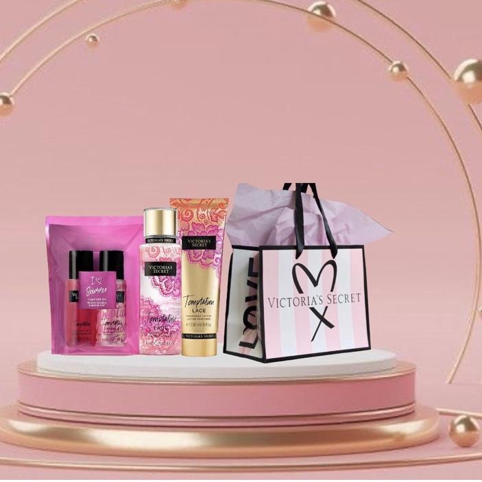 

Terlaris ( FREE PAPERBAG ) Victoria Secret Gift Set 4in1 Body Mist & Body Lotion Dijamin
