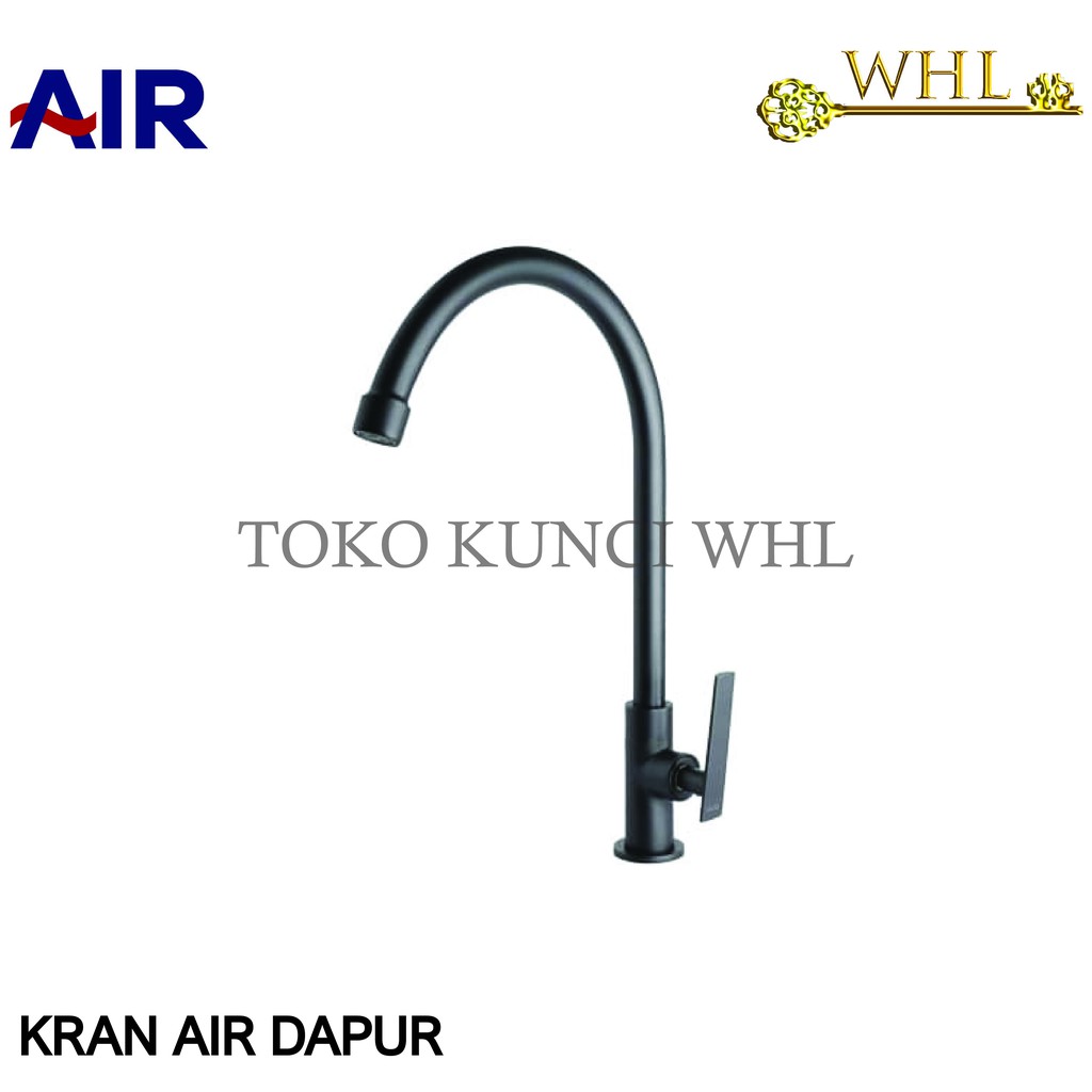 AIR Kran Dapur / Kran Air Dapur V 5P BLack Matte (Kran Angsa) Instalasi Meja