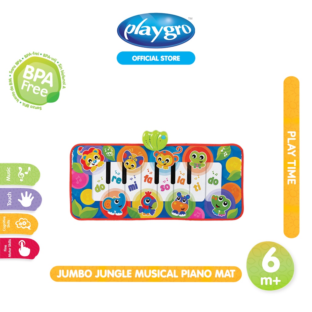 Playgro Baby Jumbo Jungle Musical Pianot Mat - Mainan Piano Matras Jumbo Anak 6m+