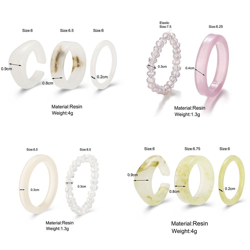 IFYOU 3pcs / Set Cincin Bahan Resin Akrilik Motif Kartun Warna-Warni Gaya Retro Untuk Wanita