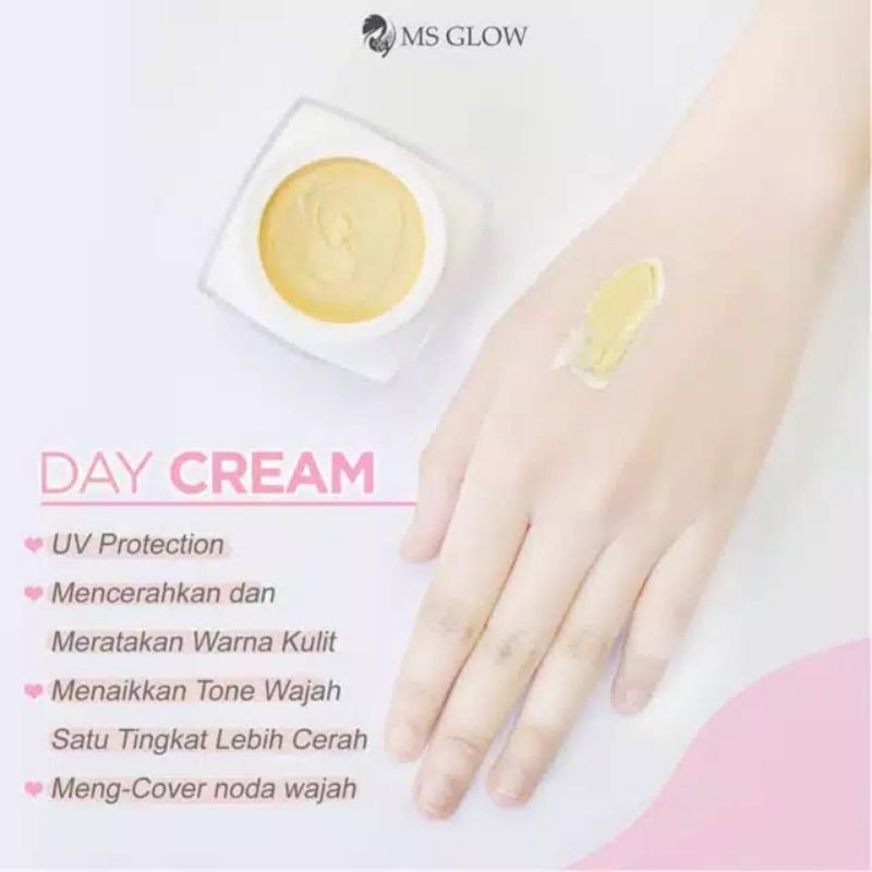 MS Glow Day Cream Whitening/  Cream Siang MS Glow NEW Best Brand/ Daily BB Cream / Acne Daily BB / Krim Siang Untuk Wajah Berjerawat