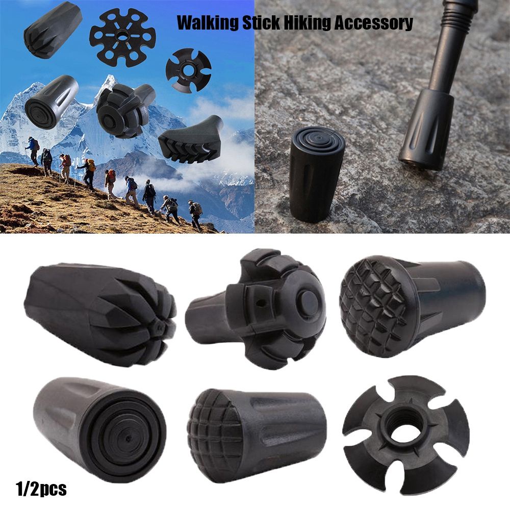 TOP 1/2pcs Hot Trekking Poles Protectors 9 styles Pole Replacement Tips Walking Stick Head Adjustable Telescopic Black color Outdoor Tool Nordic Style Hiking Alpenstock Accessories