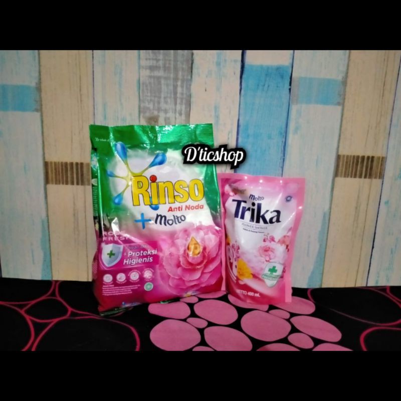 Paket Hemat, Rinso Molto Detergen Bubuk 770gr + Molto Trika 400Ml