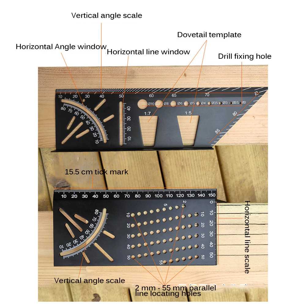 TD - CEA ABEDOE Penggaris Angle Ruler Mark Line 3D Measuring Aluminium - M142