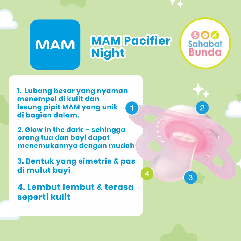 MAM Orthodontic Pacifier Air Ori Night 0-6M Baby Soother Empeng Bayi-1