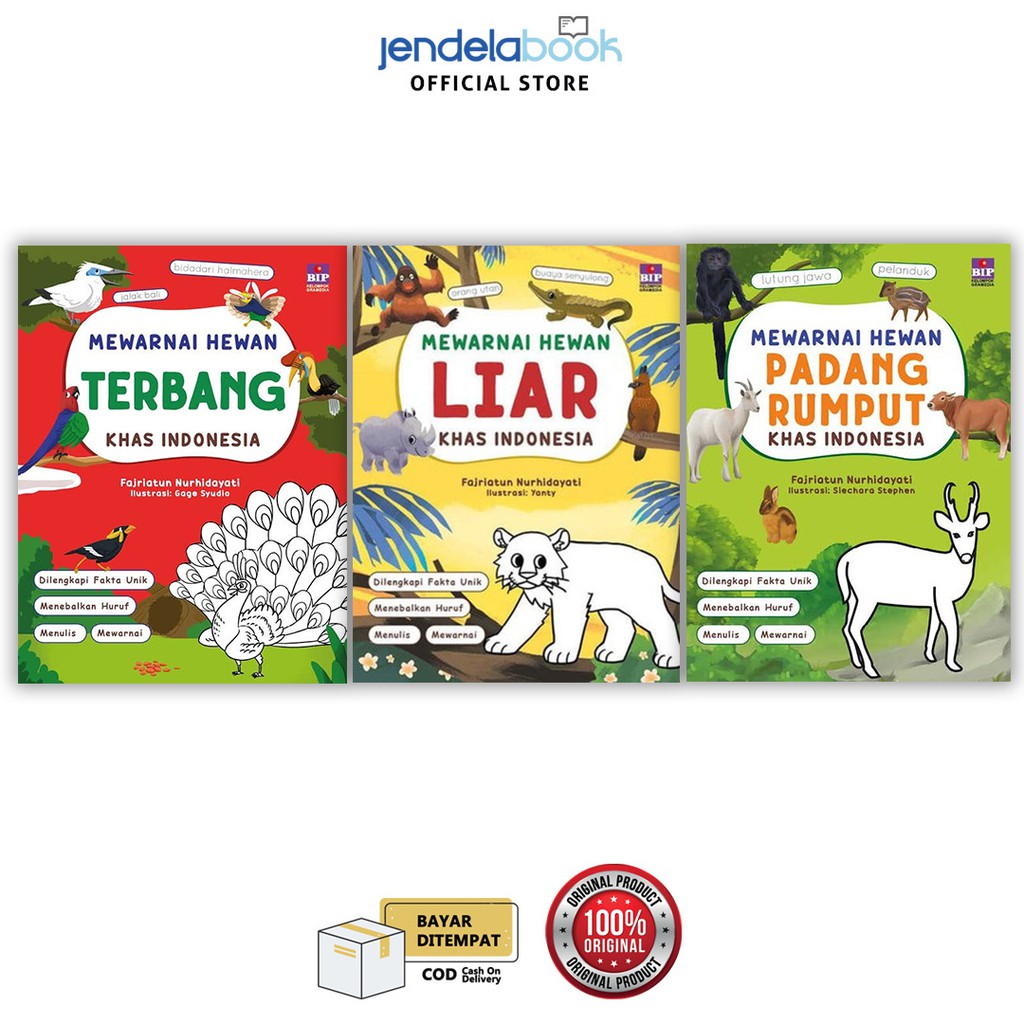 Buku Anak Mewarnai Hewan Padang Rumput Khas Indonesia
