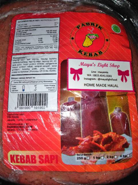 Daging kebab 200gr 1kg halal termurah enak beef sapi asli bahan kebab cek juga tortilla