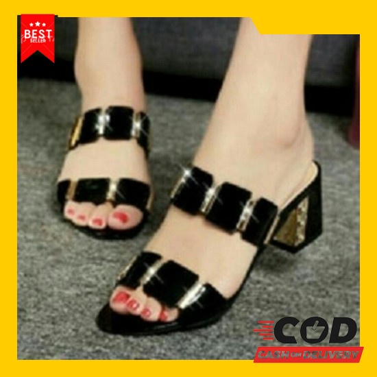 Sendal Wedges Import Lebaran Terbaru Ibu Kondangan Pesta Sendal Wanita Dfc Heels Hak Tahu Gold Luck
