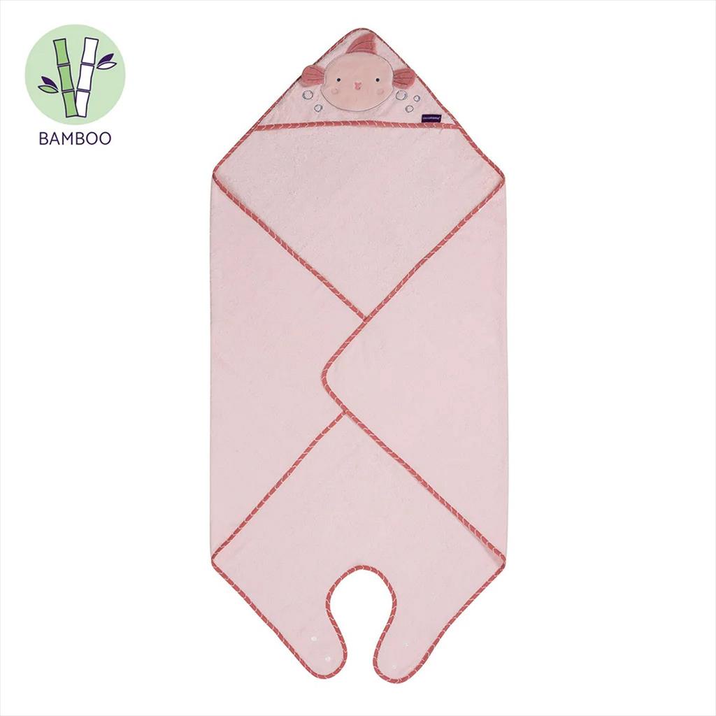 ClevaMama Bamboo Apron Towel Pink Fish Handuk Mandi Bayi