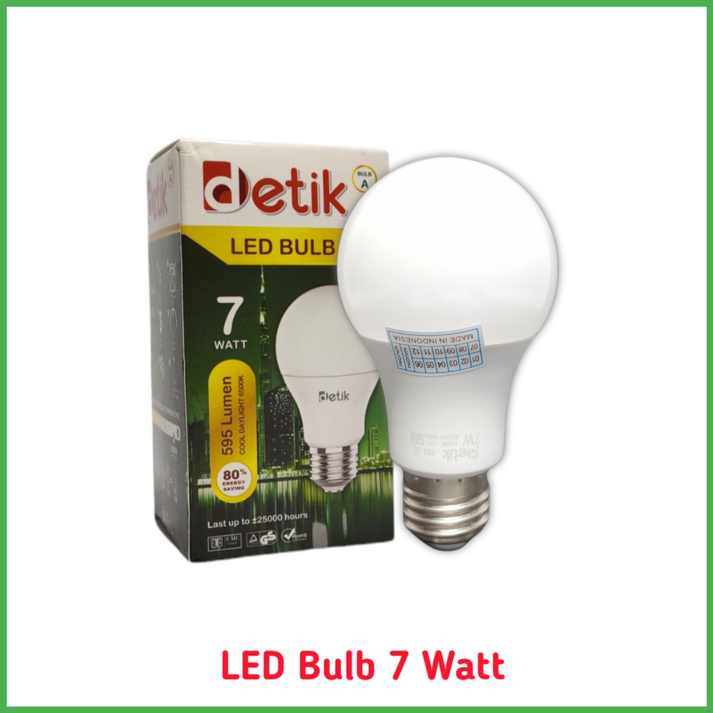 DETIK Lampu LED Bulb 7 Watt - Cahaya Putih (Garansi 1 Tahun)