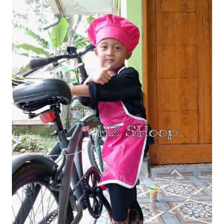 Topi koki Chef Anak Apron Celemek Anak Anti Air Waterproof