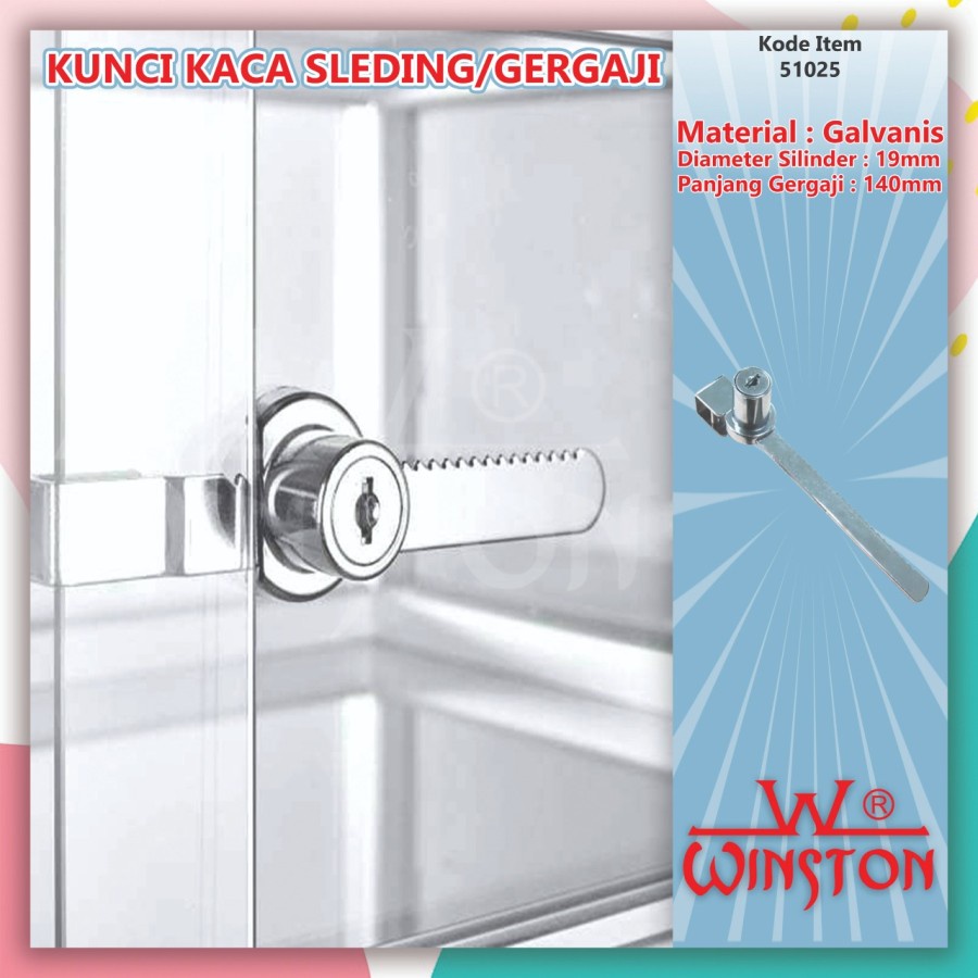 Kunci Gergaji lemari kaca geser / Kunci Kaca saw Etalase Sliding Geser winston surabaya