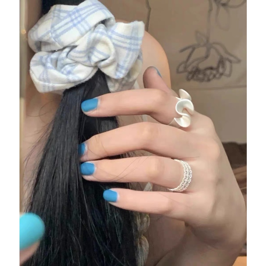 Cincin Open Ring Adjustable Desain Gelombang Bahan Lace Matte Untuk Wanita