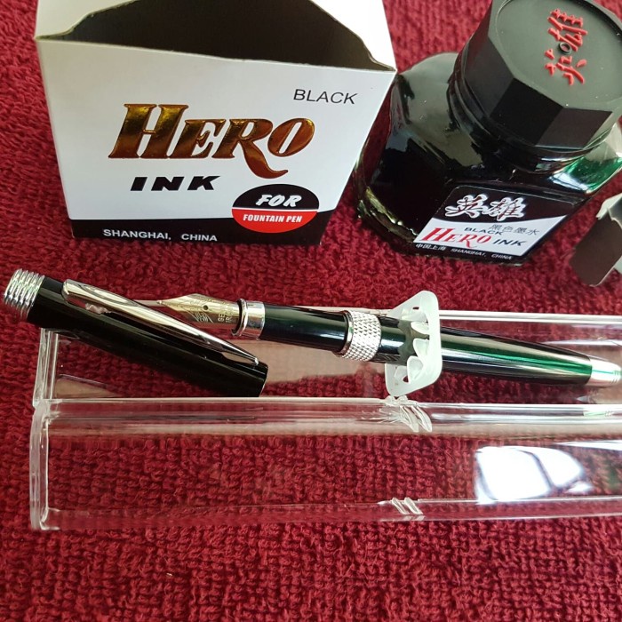 

Mudah Paket Murah..Fountain Pen Genius Black Nib M- Dan Tinta Hero Ink Murah
