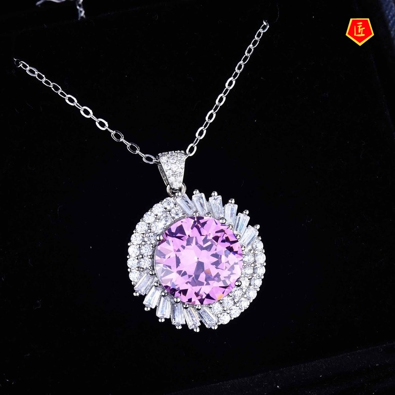 [Ready Stock]Large Carat Purple Diamond Pendant Elegant Fashion