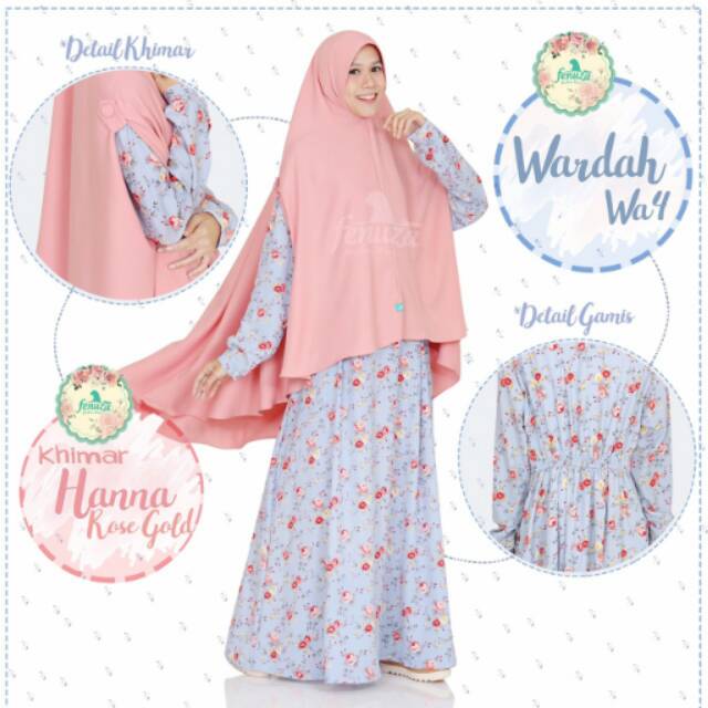 Gamis Only - Wardah WA 4 (blue) by Fenuza Muslim Wear original real pic sale diskon 10%