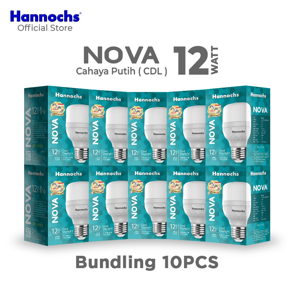 Hannochs Lampu LED Nova 12 Watt Cahaya Putih ( PAKET 10pcs )
