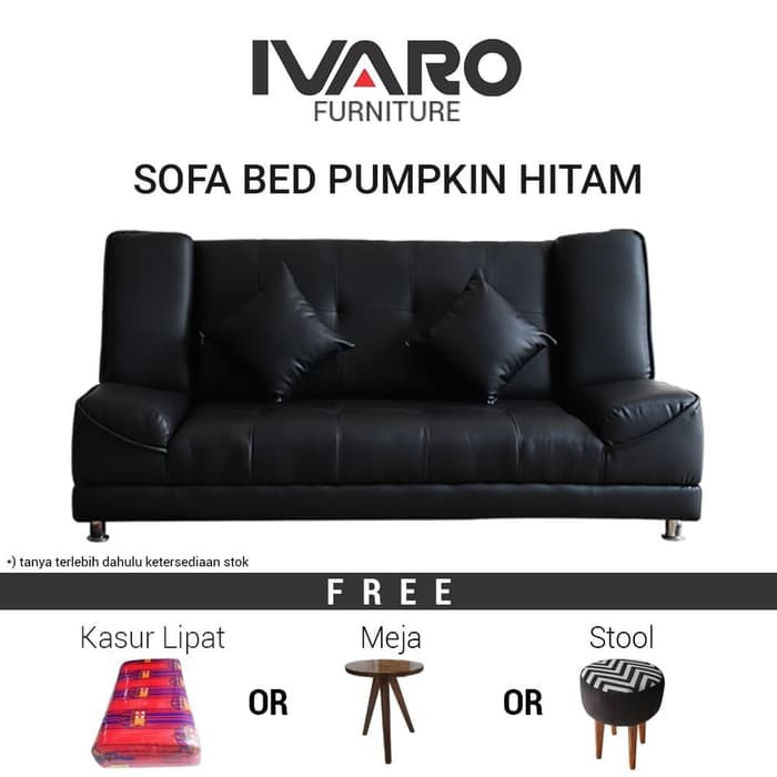 Hot Promo  Meja Kaca, Meja Tamu, Ivaro Sofa Bed Pumpkin Hitam (Gratis Meja Tamu Kaca)