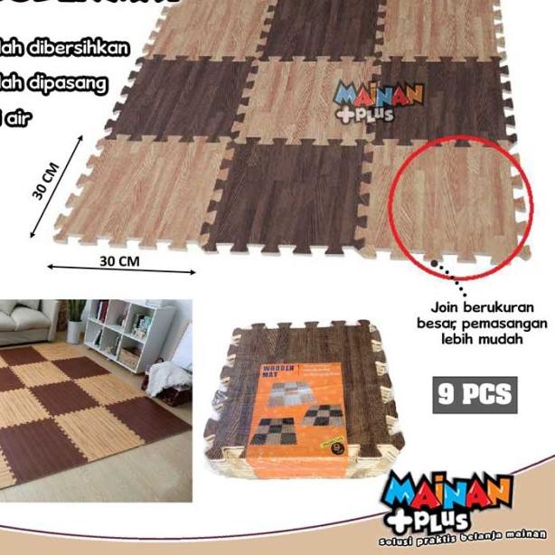 ➧ MATRAS EVAMAT PREMIUM PUZZLE KARPET WOODEN EVA MAT MOTIF KAYU CATUR ♞