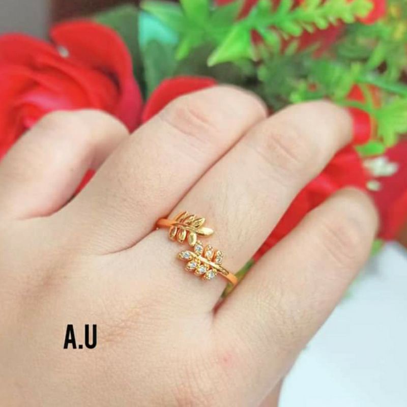 Cincin Dewasa Permata kombinasi warna gold perhiasan remaja modern (COD)