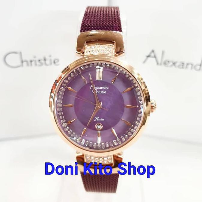 Jam Tangan Wanita Original Alexander Cristie AC2756 Rose Gold Maroon