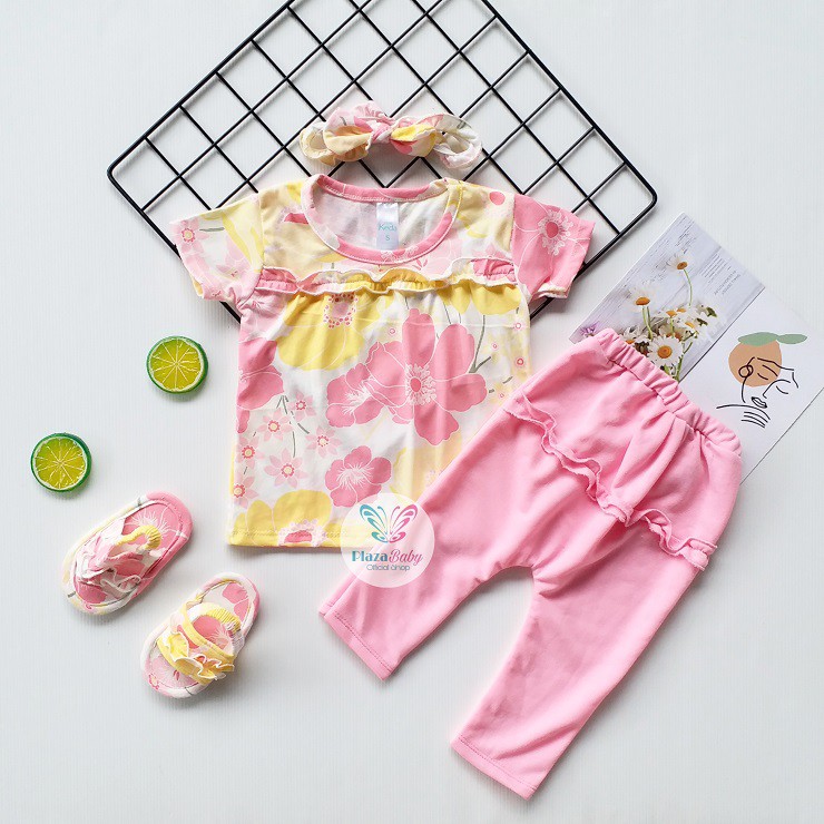 Plazababyku MX TRUE SET SANDAL setelan bayi motif bunga yang lucu free headband + sandal PART3